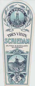 "LE PHARE SCHIEDAM (RUTTEN'S DISTILLERY)" Etiquette-chromo originale début 1900 - Picture 1 of 1