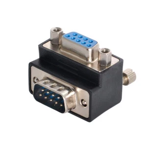 Down Right Angled 270 degree RS232 D-Sub 9Pin Male screw type To Female Adapter - Picture 1 of 7