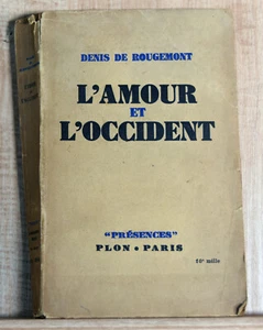 1939 French Book Novel L'Amour L'Occident Denis de Rougemont Literature Love - Picture 1 of 6
