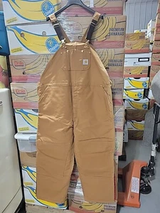 "NEU" Carhartt gesteppte gefütterte Ente Latzhose braun Größe (52 x 30) - Bild 1 von 15
