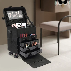 Makeup Case Professional Rolling Cosmetic Case with Drawers Travel Trolley - Picture 1 of 13