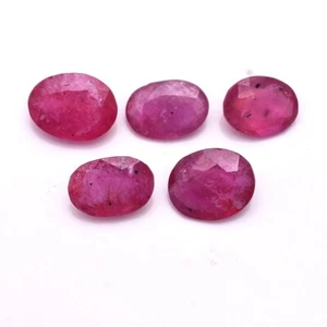 5 Pcs Natural Ruby Stunning Red 11mm-13mm Oval Faceted Cut Loose Gemstones Lot - Picture 1 of 7