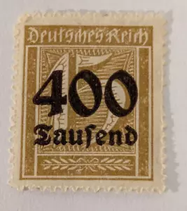 1923 Deutsches Reich Hyperinflation Stamp.45 Marks overstamped 400,000 Marks - Picture 1 of 2