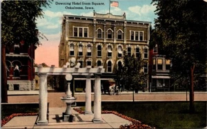 Postcard Downing Hotel From Square Oskaloosa Iowa IA - Picture 1 of 2