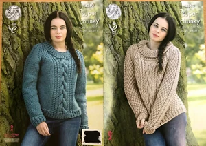 Damen Zopfmuster Pullover STRICKMUSTER Rund + Polopullover King Cole 4360 - Bild 1 von 9