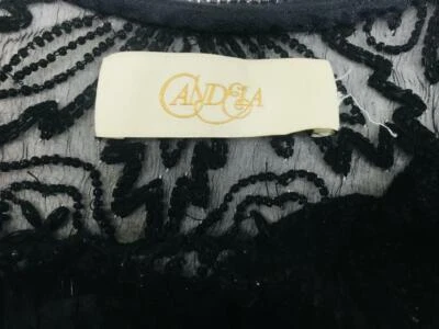 Candela Art Deco Seda Negro Cuentas Tanque Calce Ajustado Sin Nivel Cuello Redondo Talla XS/S Foto 1 de 4