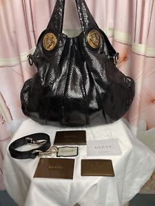 GUCCI PYTHON HYSTERIA HOBO Large Black Gorgeous Rare MSRP $4190 BRAND NEW! 😍