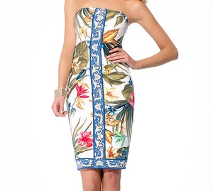NWT CACHE Sexy TROPICAL Print Stretch Bodycon Cocktail Party Dress S 2-4 - Picture 1 of 6