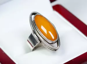 835 Silber - antiker Art Deco Ring - Butterscotch Bernstein - Fischland - Bild 1 von 7