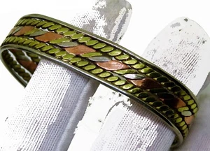 Bracciale 3 metalli: rame, bronzo, alpaca. Alibio dolore artrite, regolabile - Foto 1 di 10