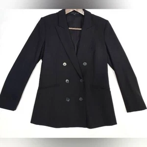 Theory Gilda Double Breasted Black Wool Blend Blazer 8 - Picture 1 of 12