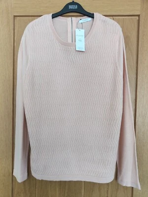 M&S Classic Soft Peach Zip Detail Jumper UK 20 Reg - Image 1 of 4