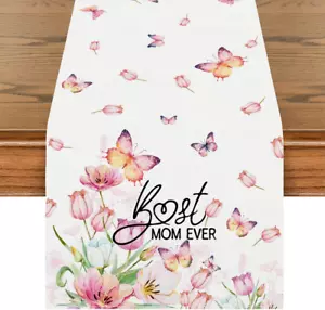 Mothers Day Table Runner Mother Day Table Cover Best Mom Flower Decor Mom Day Gi - Picture 1 of 6