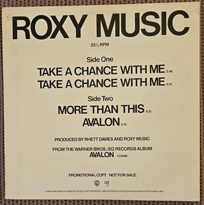 ROXY MUSIC TAKE A CHANCE WITH ME 2 VERSIONS + 2 SONGS 12 INCH USA PROMO - Picture 1 of 3