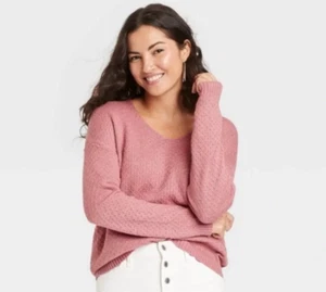 Women's Long Sleeve V-Neck Sweater - Knox Rose - Deep Mauve - XS - S165 - Picture 1 of 4