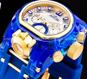 Invicta Mens BOLT ZEUS MAGNUM ANATOMIC Chronograph 18K Silver Blue Gold Watch - Picture 1 of 10
