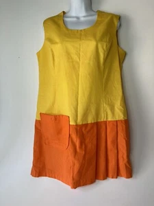Vintage Carol Brent Montgomery Ward Kleid gelb orange groß? Colorblock - Bild 1 von 10