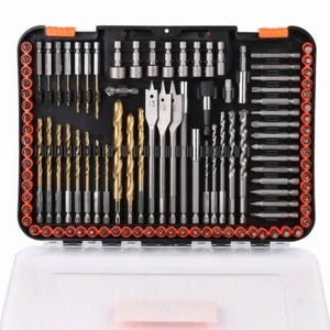 HORUSDY 112PC Impact Drill Bits & Screwdriver Set 1/4" Hex for Wood Metal Cement - Picture 1 of 7
