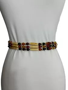 Vintage 90er Jahre Damen Perlengürtel Schmuck Töne goldfarbene Schnalle Größe Medium - Bild 1 von 14