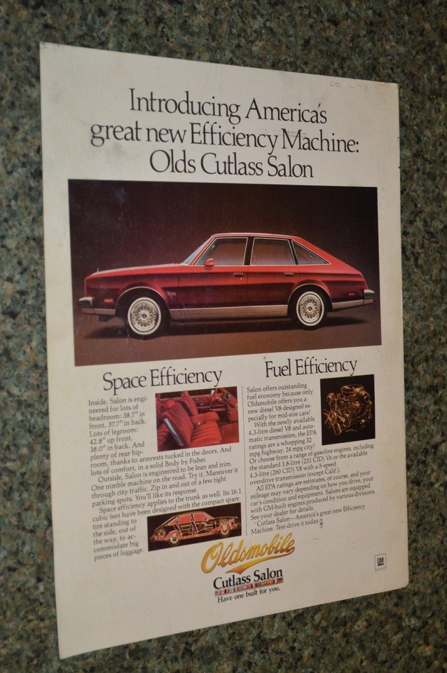 1979 OLDSMOBILE CUTLASS SALON ORIGINAL ADVERTISEMENT PRINT AD 79 - Image 1 of 1