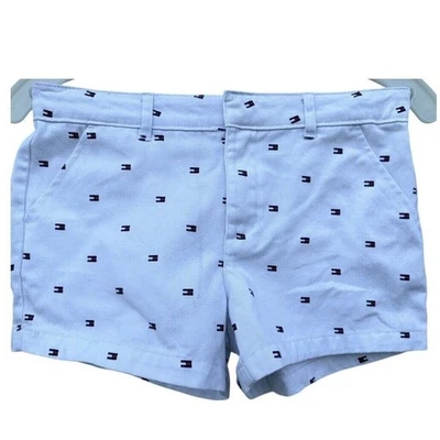 Tommy Hilfiger Niñas Pantalones Cortos Talla 12 Blanco Bandera Logo Estampado Informal Verano Foto 1 de 3