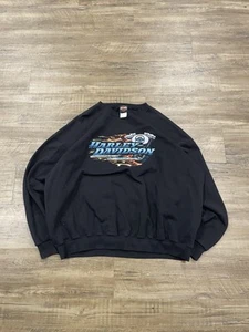 Sudadera vintage Harley Davidson negra llama cuello redondo para hombre XXL - Imagen 1 de 6