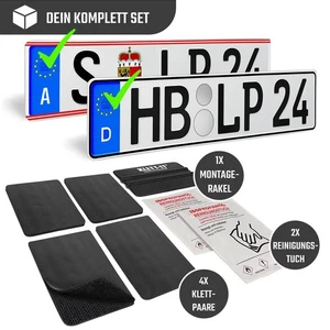 Soporte matrícula sin marco soporte matrícula coche moto scooter 4 piezas - Imagen 1 de 5