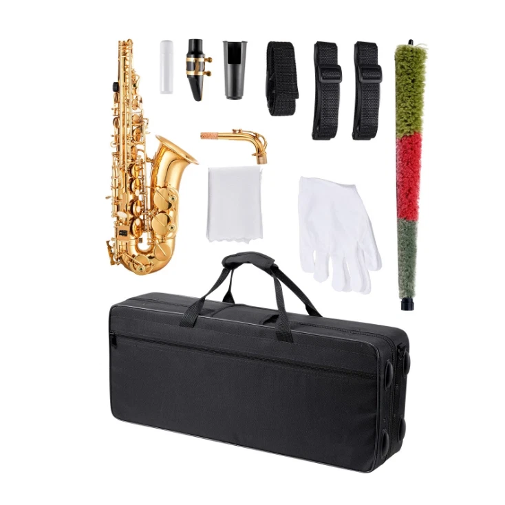 Gold Brass Alto Saxophone Eb E Flat Sax Beginner Kit with Case Straps Mouthpiece - Image 1 of 1