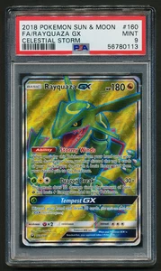 Rayquaza GX 160/168 Full Art Holo Pokémon 2018 Celestial Storm PSA 9 como nuevo - Imagen 1 de 2
