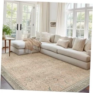 8x10 Area Rug Machine Washable Boho Rug for Living 8' x 10' Light Beige - Picture 1 of 7