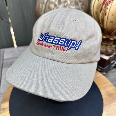 Vintage Budweiser Whassup! True.  Hat Strapback Baseball Beer Cap Promo Beige - Image 1 of 4