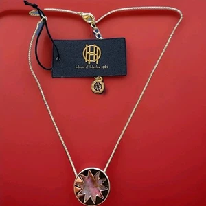 Necklece House of Harlow 1960 Mini Sunburst Pendant 14K Gold Plated 16-18" BNew - Picture 1 of 8