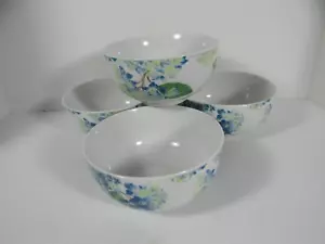 Royal Worcester RW Essentials Blue Hydrangea Soup Cereal Chili Bowls Set of 4 - Picture 1 of 10