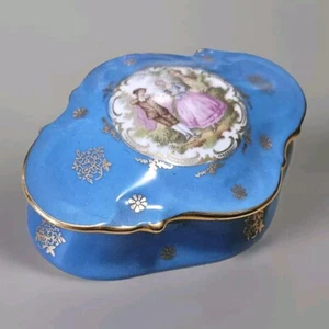 Limoges France jewellery Trinket box in Fragonard porcelain with pure gold... - Bild 1 von 5