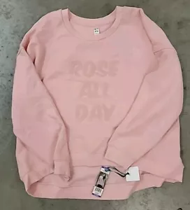 Green Tea Women's Statement Sweatshirt Pink Rose XXL - Picture 1 of 1