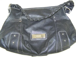 XOXO Black Faux Leather PVC Braided Strap Shoulder Bag Purse - Picture 1 of 10