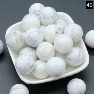 1 Pcs 20mm Howlite Natural Stone Ball Quartz Crystal Sphere Reiki Healing Beads - Picture 1 of 3