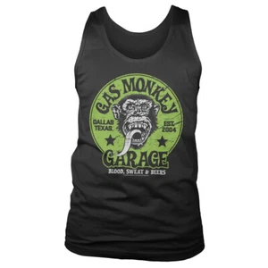 Officially Licensed Gas Monkey Garage - Green Logo Mens Tank Top Vest - Picture 1 of 2