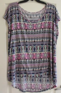 Long length sleeveless tunic top lilac aztec print Size XXL - Picture 1 of 3
