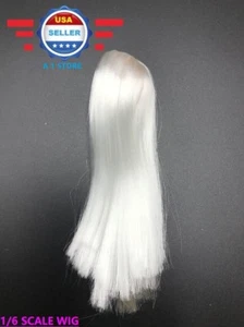 Peluca de cabello blanco largo escala 1/6 para muñeca figura femenina de 12 - Imagen 1 de 2