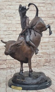 RODEO por Frederic Remington Bull Rider Vaquero Estatua de Bronce Escultura Western - Imagen 1 de 10