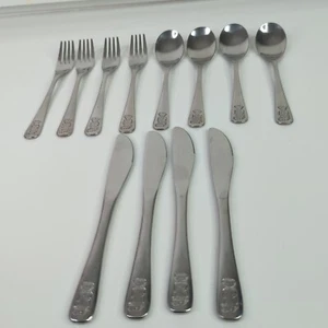 KINGSTONE Silverware Set Teddy Bear 12 Piece Flatware Set for 4  18-0  - Picture 1 of 10