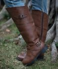 Zilver Brown Buckle-Accent Ankle-Strap Boot Women's Size 8.5