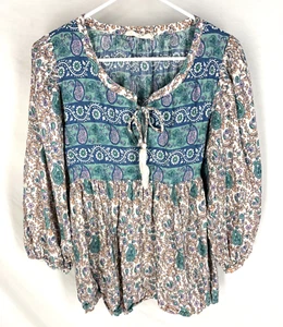 Top LUCKY BRAND L floreale boho ditzy fata cottage contadino spiaggia vacanza donna - Foto 1 di 5