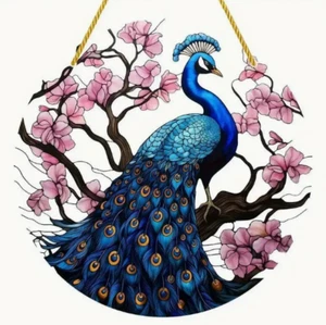 SUNCATCHER-Translucent Peacock  Vibrant Decor - Enchanting Whimsical Accent - Picture 1 of 6