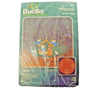 Bucilla Nativity Jeweled Christmas Tree Skirt 45" Kit 3576 Green NOS Sealed VTG - Picture 1 of 7