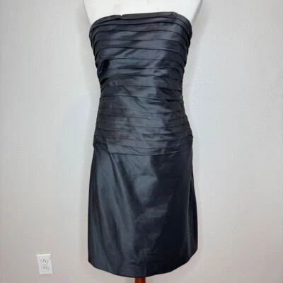 LAUREN RALPH LAUREN Silk Strapless Dress 8 Pleated Bodice Lined Cocktail Party - Image 1 of 4