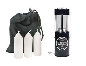 Pack de valeur lanterne à bougies originale UCO avec 3 bougies et sac de rangement gris