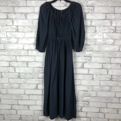 Vestido Midi Feminino Madewell $138 Sarja Sophia Azul Marinho Escuro XXS NH034 - Imagem 1 de 4