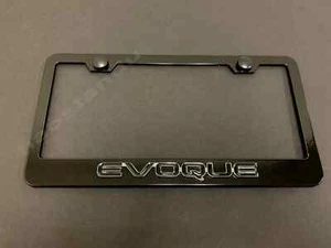 1x EVOQUE 3D Emblem BLACK Stainless License Plate Frame RUST FREE + Screw Cap - Picture 1 of 5